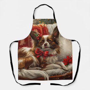 Papillon Dog Christmas Festive Apron