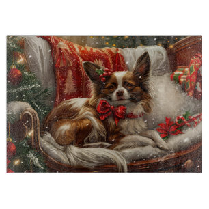 Papillon Dog Christmas Festive Cutting Board