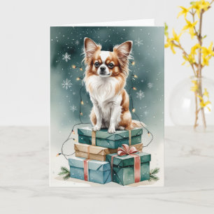 Papillon Dog Christmas Greeting Card