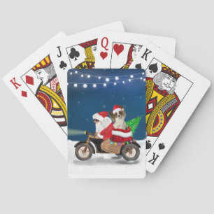 Papillon Dog Christmas Santa Claus Playing Cards