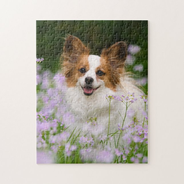 Papillon Dog Cute Romantic Portrait Jigsaw Puzzle (Vertical)