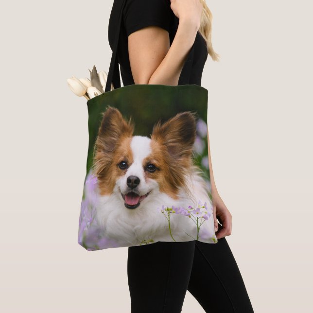 Papillon Dog Cute Romantic Potrait Photo  - Tote Bag (Close Up)
