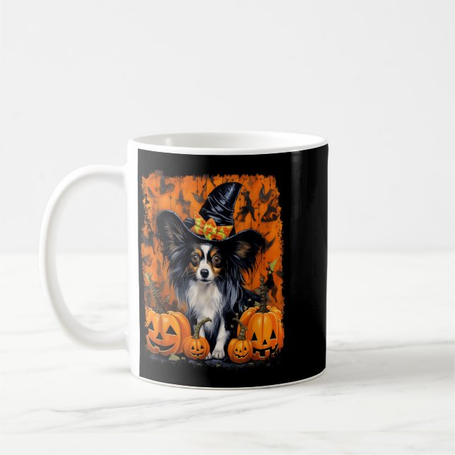 Papillon Dog Halloween Coffee Mug (Left)