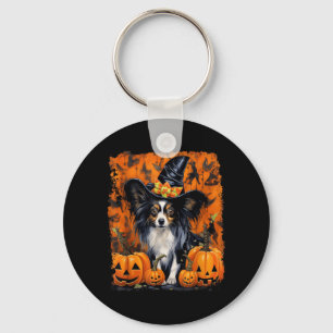 Papillon Dog Halloween Keychain