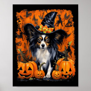 Papillon Dog Halloween Poster