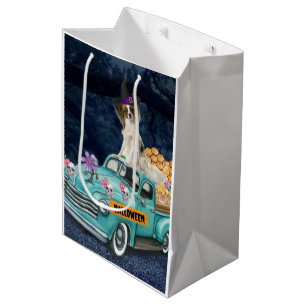 Papillon Dog Halloween Truck Scary Night Medium Gift Bag