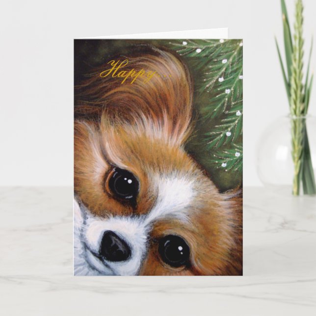 PAPILLON DOG HOLIDAYS Card (Front)