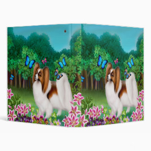 Papillon Dog in Butterfly Garden Avery Binder