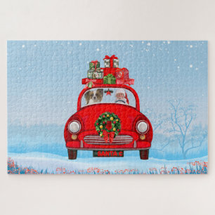 Papillon Dog In Car With Santa Claus  Jigsaw Puzzle