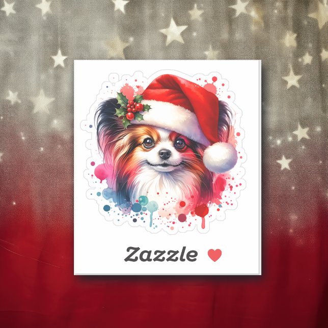Papillon Dog in Santa Hat Christmas (Creator Uploaded)