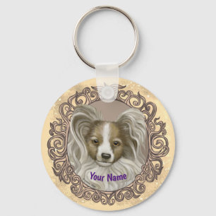 Papillon Dog Keychain