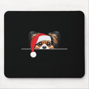 Papillon Dog Lover Funny Santa Hat Christmas Mouse Pad