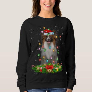 Papillon Dog Lover Lighting Xmas Santa Papillon Ch Sweatshirt