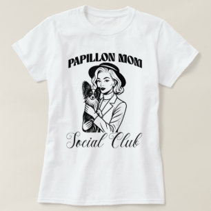 Papillon Dog Mom Social Club Line Art for Women T-Shirt