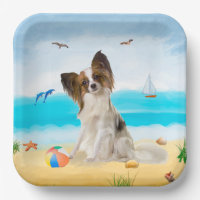 Papillon Dog on Beach