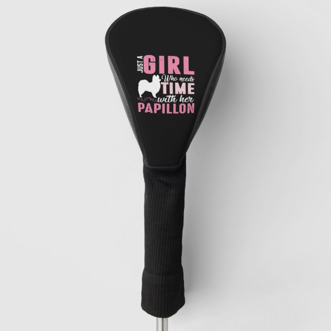 Papillon Dog Owner Girl Gift Golf Head Cover (Front)