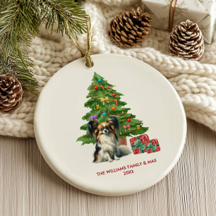 Papillon Dog Personalized Christmas Ceramic Ornament