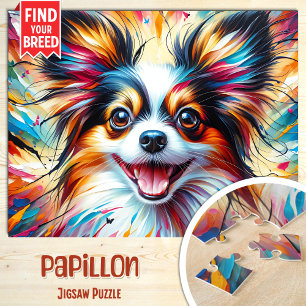 Papillon Dog Portrait Acrylic Art Print Dog Lover Jigsaw Puzzle