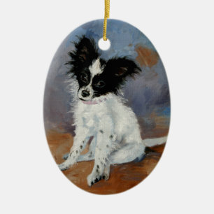 Papillon Dog Portrait Ceramic Ornament