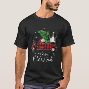 Papillon Dog Ride Red Truck Christmas Funny Dog T-Shirt