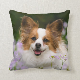 Papillon Dog Romantic Portrait, Square Throw Pillow