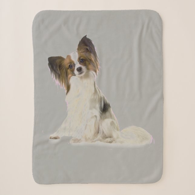 Papillon Dog Sherpa Blanket (Front)