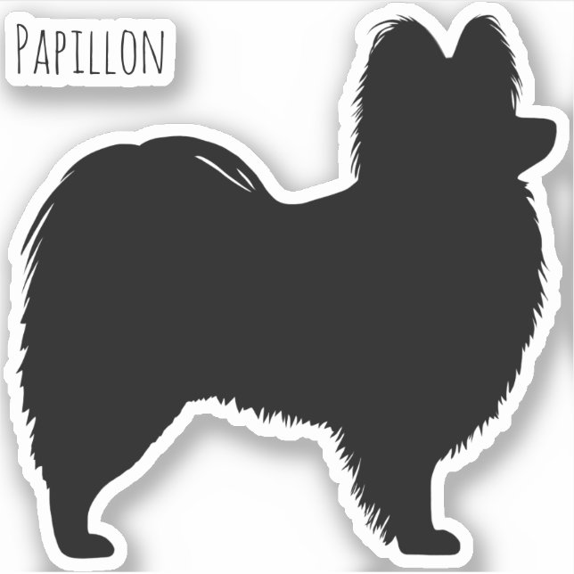 Papillon Dog Silhouette Vinyl Sticker (Front)