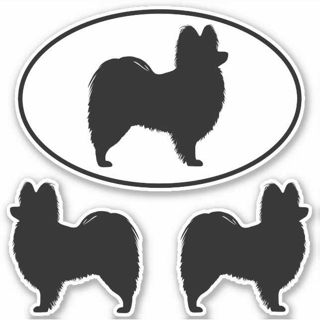 Papillon Dog Silhouettes Vinyl Sticker Set (Front)