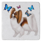 Papillon Dog with Butterflies Stone Trivet