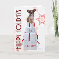 Papillon Dog with Presents Red Christmas