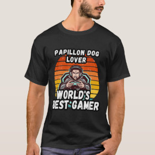 Papillon Dog World S Best Gamer Vintage Retro And T-Shirt
