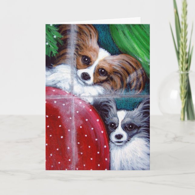 PAPILLON DOGS HOLIDAY Card (Front)
