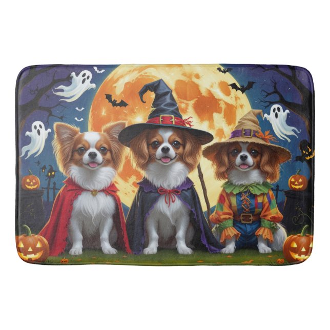Papillon Dogs Pumpkin Halloween Funny  Bath Mat (Front)