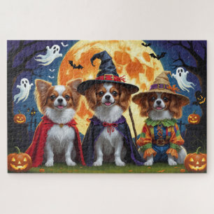 Papillon Dogs Pumpkin Halloween Funny  Jigsaw Puzzle