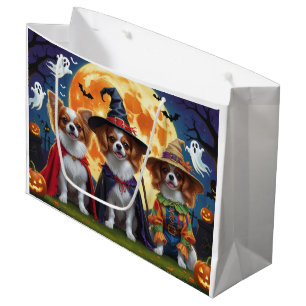 Papillon Dogs Pumpkin Halloween Funny  Large Gift Bag