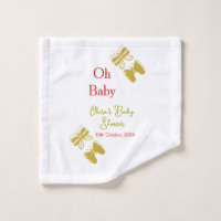 Papillon doré baby shower rouge oh bébé moderne
