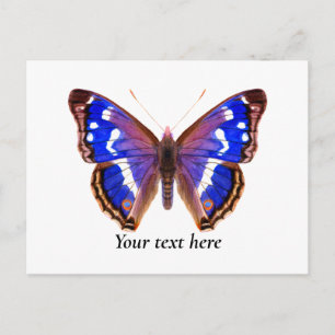 Papillon Empereur Violet Watercolor Art Carte post
