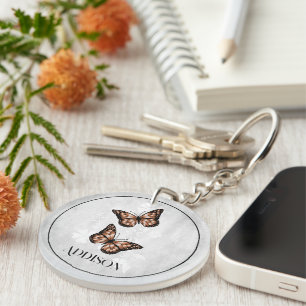 Papillon en cuivre Floral Porte - clé personnalisé
