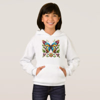 Papillon en vitrail coloré avec fleurs