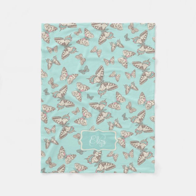 Papillon encré motif aqua turquoise à couverture (Devant)