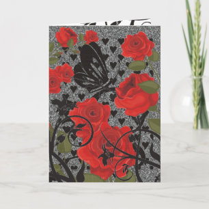 Papillon et carte de la Saint-Valentin Rose