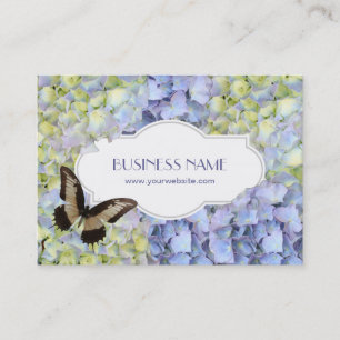 Papillon et cartes de visite bleus de fleurs