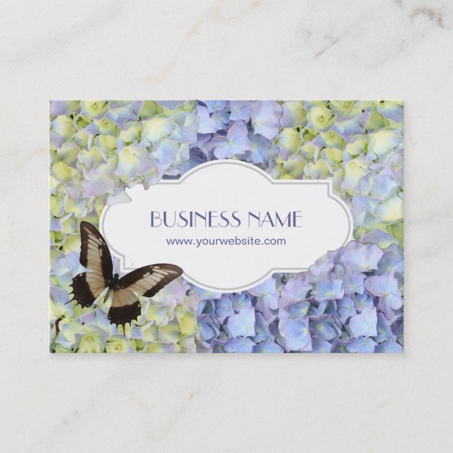 Papillon et cartes de visite bleus de fleurs (Devant)