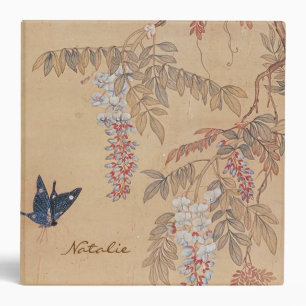 Papillon et classeur chinois antiques de glycines