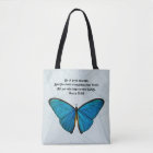 Papillon et Écriture en Sac fourre-tout bleu