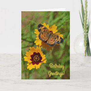 Papillon et Fleur sauvage Floral carte d'anniversa
