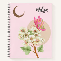 Papillon et fleurs sous la lune - Carnet