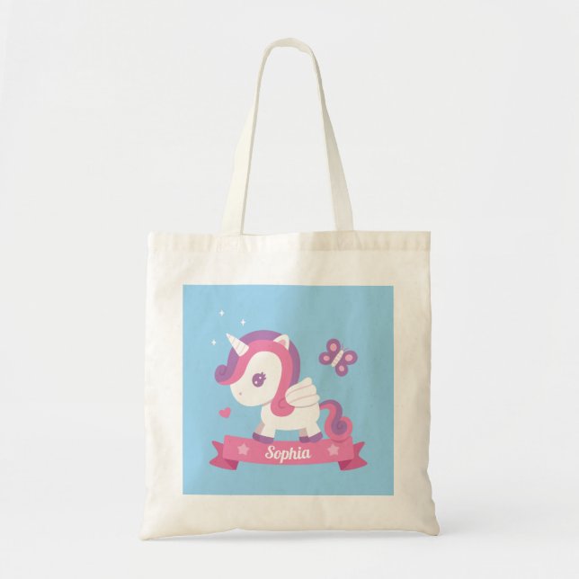 Papillon et licorne avec ailes Sac fourre-tout fil (Devant)