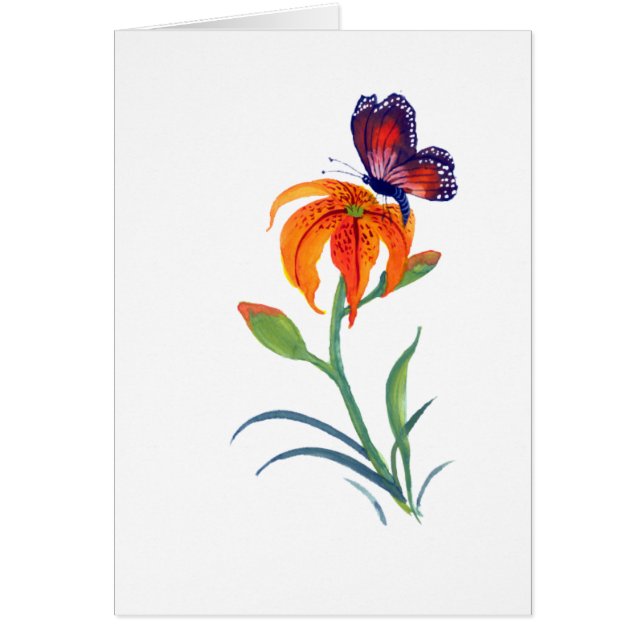Papillon et lis tigré de monarque (Devant)