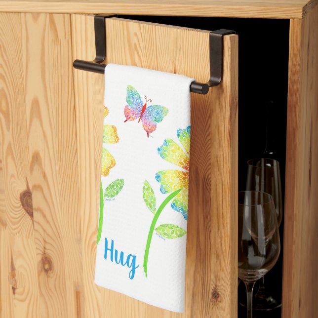 Papillon et marguerites serviette de toilette (Pliage en tiers)